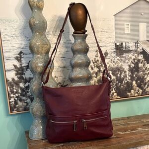 ATELIER NOIR by Rudsak Burgundy Pebbled Leather Shoulder Bag beautiful